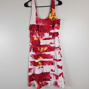 Tango Mango Women's Sleeveless Dress Multicolored Abstract Ruffle Large.C170.